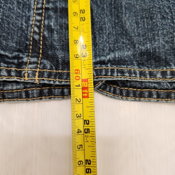 Jean Jacket Women's 0 Blue Denim Distressed Pockets Retro Boho Hippie Chico's - Picture 12 of 13